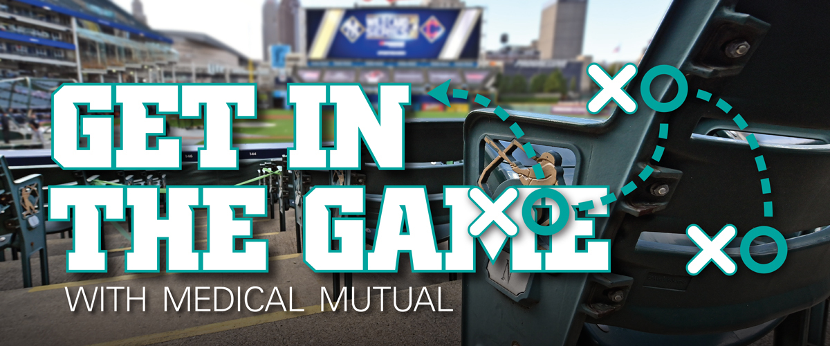 Cleveland's Progressive Field with a text overlay that reads, "Get in the game with Medical Mutual."