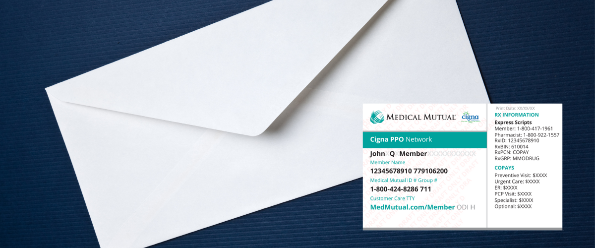 Envelope and Medical Mutual ID card.