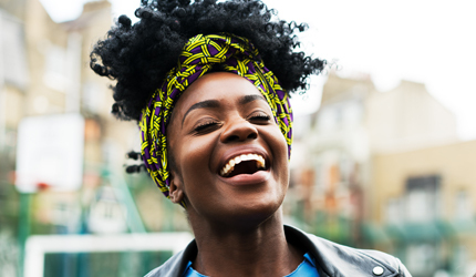 Photo of young adult laughing