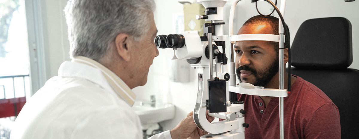 Photo of patient getting eye exam