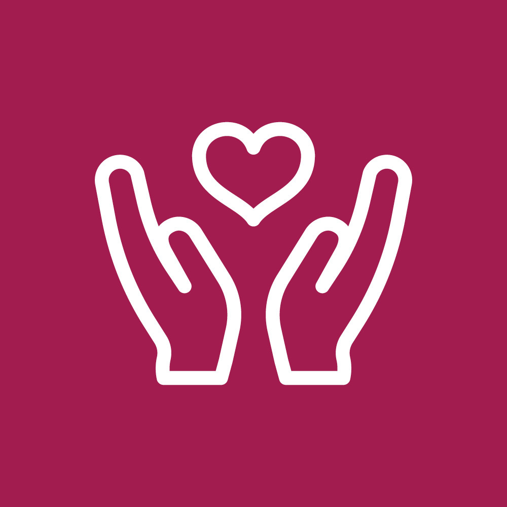 Heart in hands icon