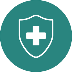 Icon of shield with medical sign