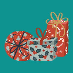 Icon of wrapped presents.