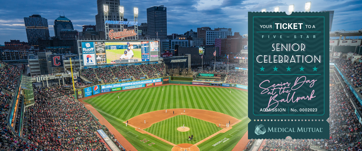 Cleveland's Progressive Field during an evening baseball game.